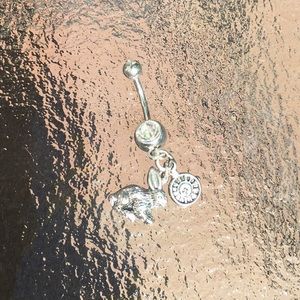Alice in wonderland belly button ring
